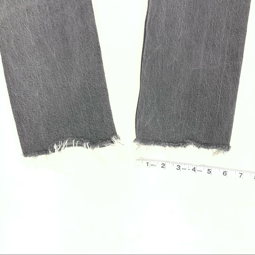 Levi's Wedgie Straight Jean Women Size 24 24X25.5 Gray Mid Rise Distress Raw Hem - Picture 12 of 12